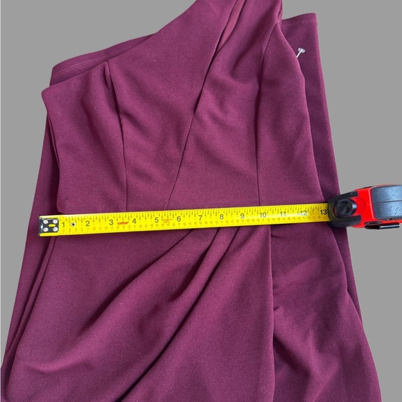 Lulu's One-Shoulder Wine elegant Midi Dress - Picture 5 of 13